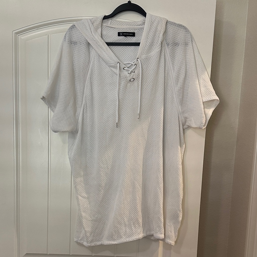 White Hooded Mesh INC Cover-Up
